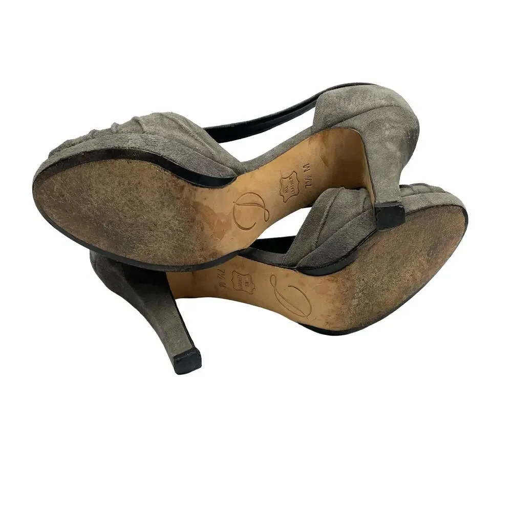 EUC - Delman Suede Peep Toe Heels